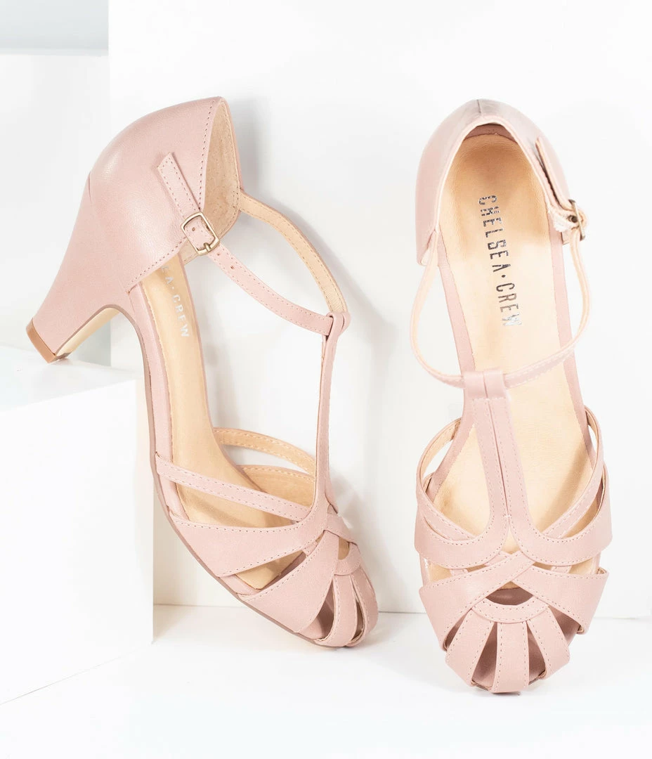 Demfon International (Chelsea Crew) Chelsea Crew Mauve Pink Woven Sergi T-Strap Pump Guest Attire