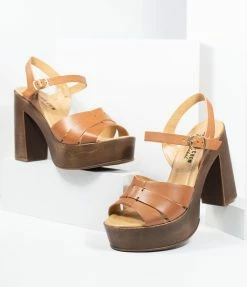 Demfon International (Chelsea Crew) Chelsea Crew Tan Leather Hollie Platform Heels Heels & Wedges