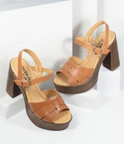 Demfon International (Chelsea Crew) Chelsea Crew Tan Leather Hollie Platform Heels Heels & Wedges