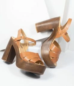 Demfon International (Chelsea Crew) Chelsea Crew Tan Leather Hollie Platform Heels Heels & Wedges
