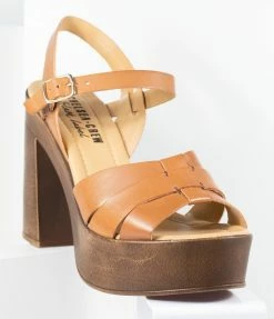 Demfon International (Chelsea Crew) Chelsea Crew Tan Leather Hollie Platform Heels Heels & Wedges