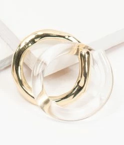 FAME Accessories Clear & Gold Resin Double Spiral Ring Set Jewelry