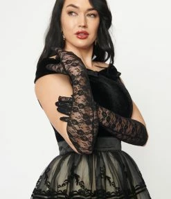 Unique Vintage Brand Unique Vintage Black Lace Elbow Length Gloves