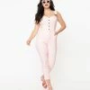 Unique Vintage Pink & White Gingham Eartha Jumpsuit