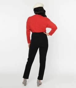 Unique Vintage Black Denim High Waist Fisher Jeans