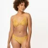 No Less Than Lingerie & Shapewear Mustard Sheer Lace Cheeky Underwear