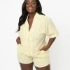 No Less Than Plus Size Yellow & White Striped Pajama Shorts
