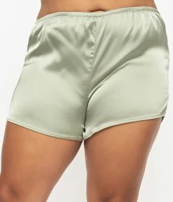 No Less Than Plus Size Sage Satin Pajama Shorts