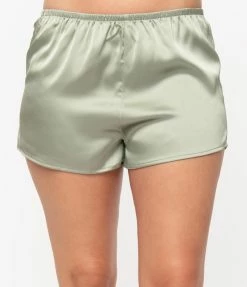 No Less Than Sage Satin Pajama Shorts Lingerie & Shapewear