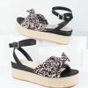 Joia Accessories Black & Cheetah Print Espadrilles Platform Sandals