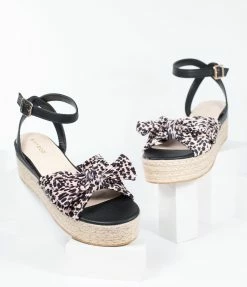 Joia Accessories Black & Cheetah Print Espadrilles Platform Sandals