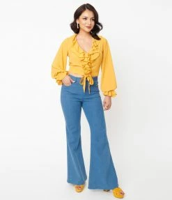 Sale Unique Vintage Light Indigo Denim Majors Flare Jeans