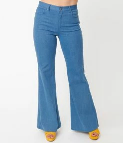 Sale Unique Vintage Light Indigo Denim Majors Flare Jeans