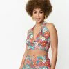 Sale Smak Parlour Turquoise & Pink Floral Feelin Groovy Crop Top