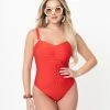 Bettie Page X Playful Promises Honey Red One Piece Swimsuit