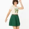 Tulip.B Retro Style Green Belted Flare Skirt Sale