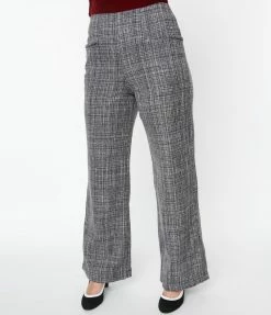 Sale Unique Vintage Black & Grey Tweed Abia Pants
