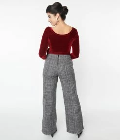 Sale Unique Vintage Black & Grey Tweed Abia Pants