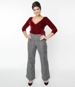 Sale Unique Vintage Black & Grey Tweed Abia Pants