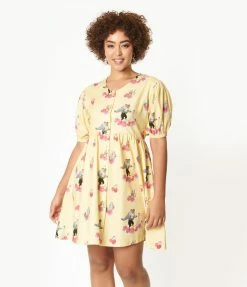 Cakeworthy Beauty & The Beast Puff Sleeve Dress Fan Flair