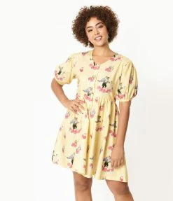 Cakeworthy Beauty & The Beast Puff Sleeve Dress Fan Flair