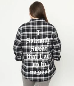 Cakeworthy Plus Size Black Plaid Marauders Map Flannel