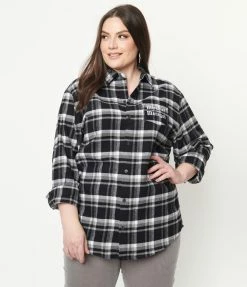 Cakeworthy Plus Size Black Plaid Marauders Map Flannel