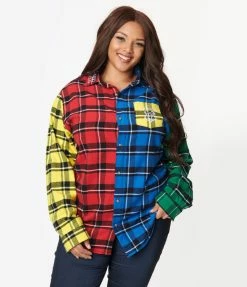 Cakeworthy Plus Size Hogwarts Color Block Flannel