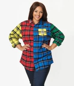 Cakeworthy Plus Size Hogwarts Color Block Flannel