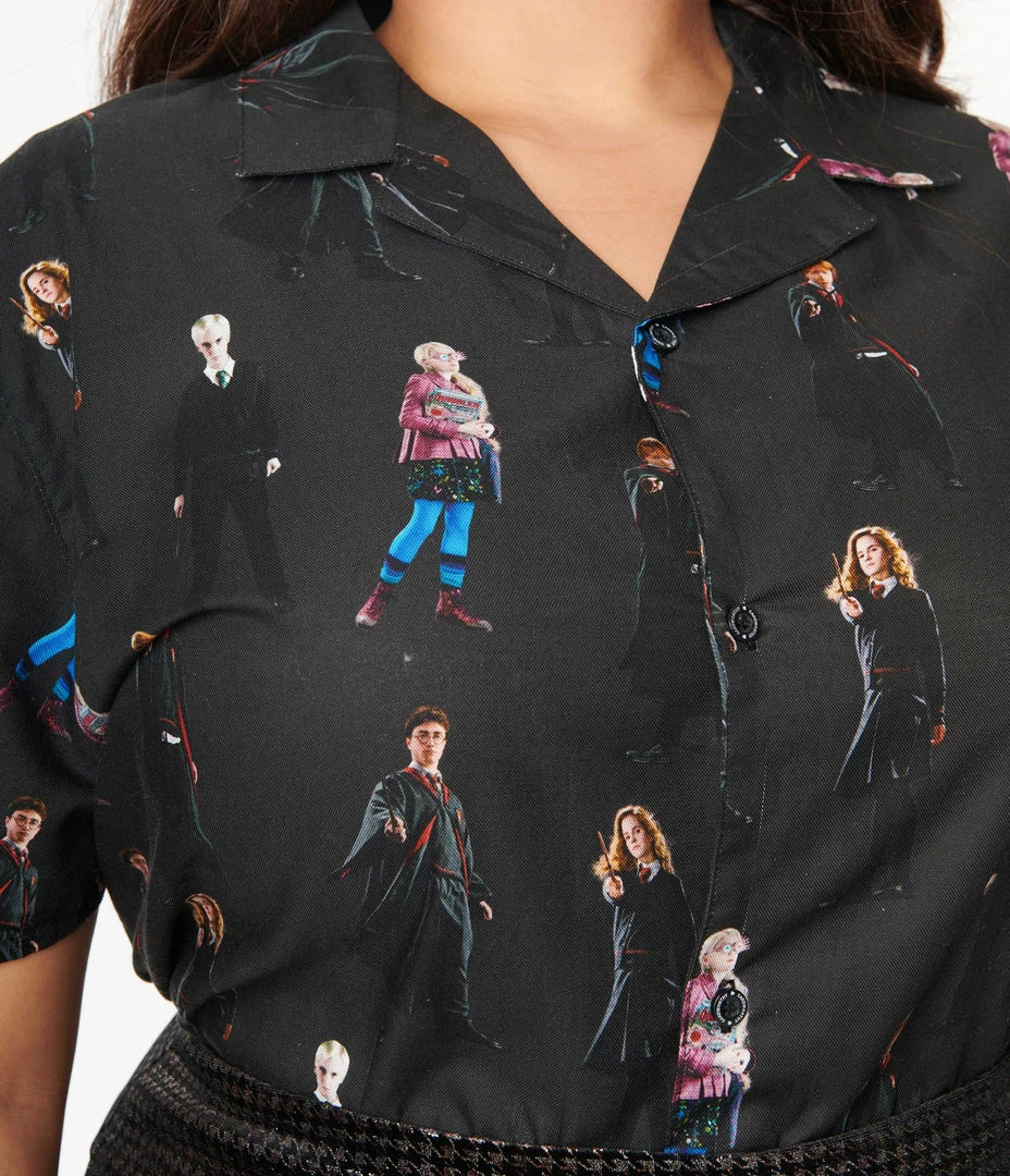 Fan Flair Cakeworthy Plus Size Harry Potter Students Button Up Unisex Top