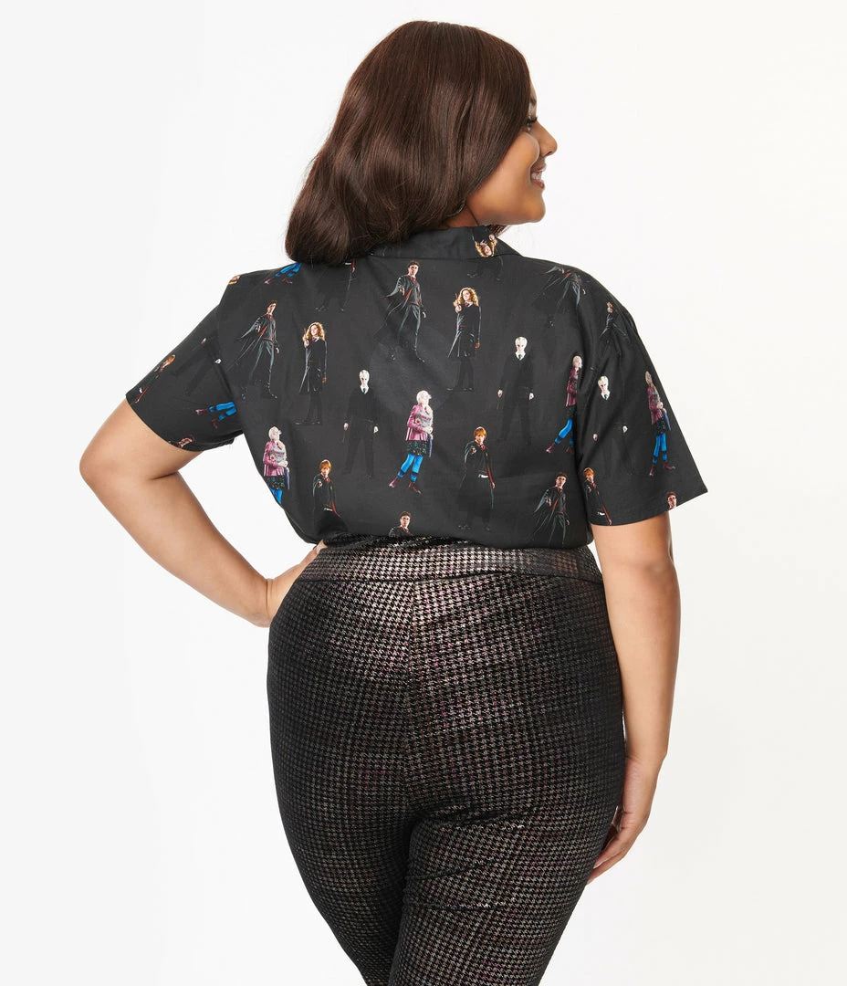 Fan Flair Cakeworthy Plus Size Harry Potter Students Button Up Unisex Top