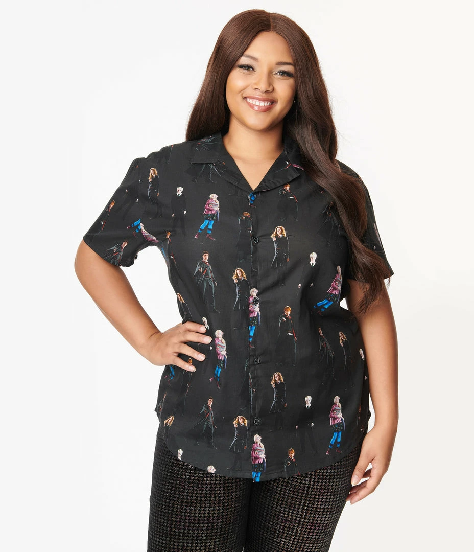 Fan Flair Cakeworthy Plus Size Harry Potter Students Button Up Unisex Top