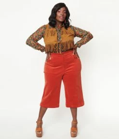 Barbie X Unique Vintage Plus Size Rust Corduroy Gaucho Gear Pants