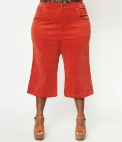 Barbie X Unique Vintage Plus Size Rust Corduroy Gaucho Gear Pants