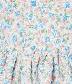 Unique Vintage Blue & Pink Floral Embroidered Darienne Swing Dress Sale