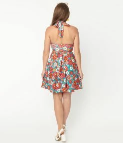 Sale Smak Parlour Turquoise & Pink Floral Sweet Talk Skirt