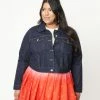 Unique Vintage Plus Size Dark Denim Rhythm & Blue Jean Jacket Sale