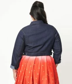 Unique Vintage Plus Size Dark Denim Rhythm & Blue Jean Jacket Sale