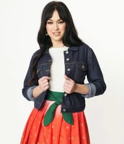 Sale Unique Vintage Dark Denim Rhythm & Blue Jean Jacket