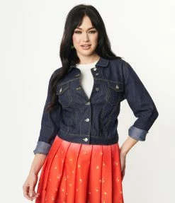 Sale Unique Vintage Dark Denim Rhythm & Blue Jean Jacket