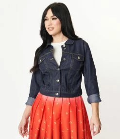 Sale Unique Vintage Dark Denim Rhythm & Blue Jean Jacket