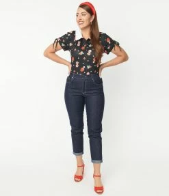 Unique Vintage Dark Blue Denim Marilyn Jean Capris Clothing