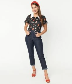 Unique Vintage Dark Blue Denim Marilyn Jean Capris Clothing