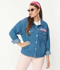 Barbie X Unique Vintage Barbie Logo Kerstie Jean Jacket Fan Flair