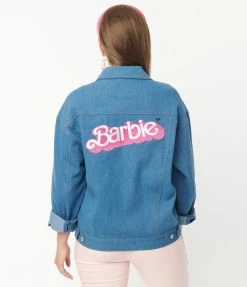 Barbie X Unique Vintage Barbie Logo Kerstie Jean Jacket Fan Flair