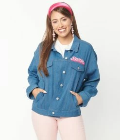 Barbie X Unique Vintage Barbie Logo Kerstie Jean Jacket Fan Flair