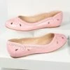 Ellie Shoes Bettie Page Pink Leatherette Cutout Dolly Flats