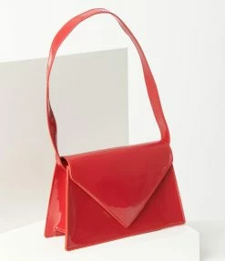 Unique Vintage Red Patent Leatherette Purse Handbags