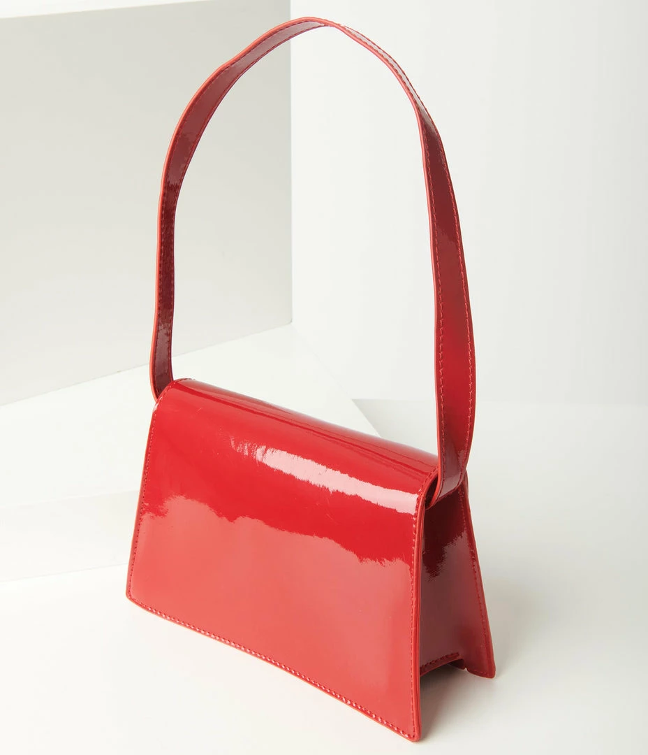 Unique Vintage Red Patent Leatherette Purse Handbags