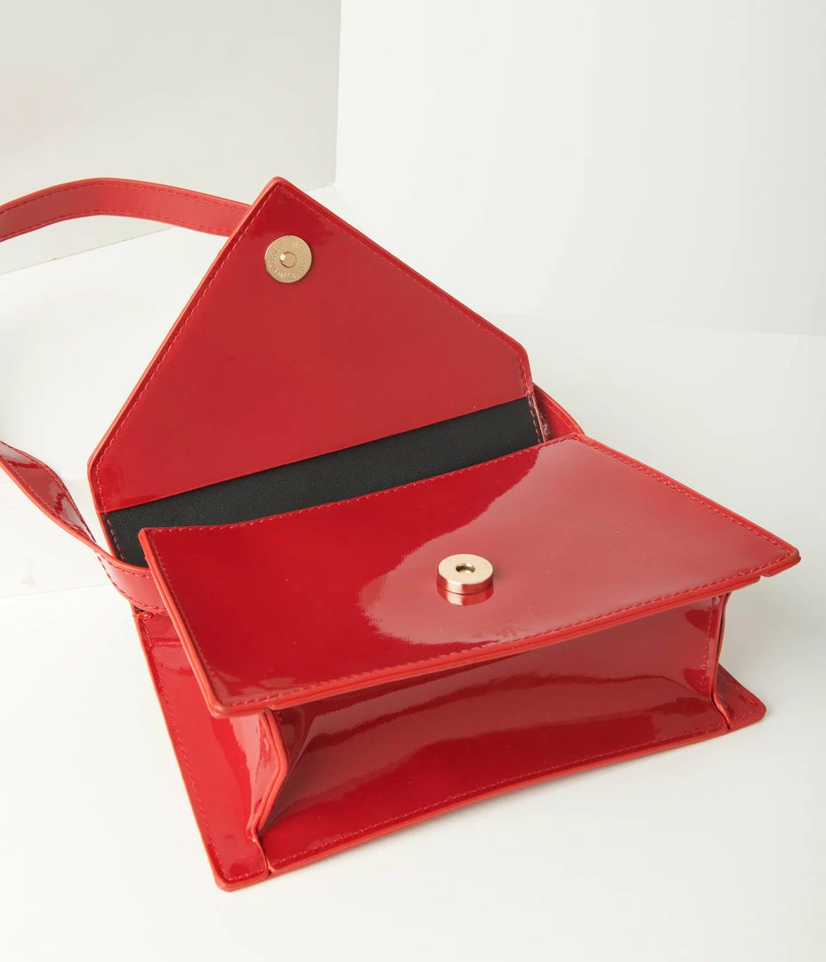 Unique Vintage Red Patent Leatherette Purse Handbags